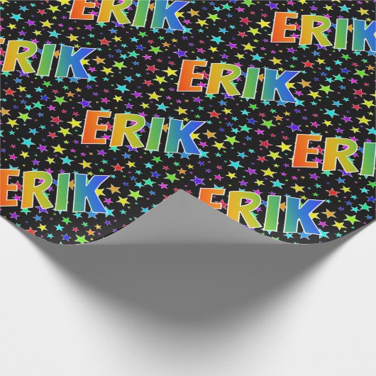 Rainbow voornaam "ERIK" + sterren Cadeaupapier (Hoek)