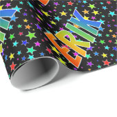Rainbow voornaam "ERIK" + sterren Cadeaupapier (Rol Hoek)
