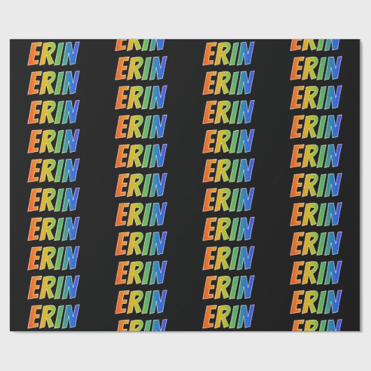 Rainbow Voornaam "ERIN"; vun & kleurrijk Cadeaupapier (Vlak)