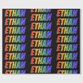 Rainbow Voornaam "ETHAN"; vun en kleurrijk Cadeaupapier (Vlak)