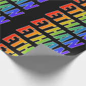 Rainbow Voornaam "ETHAN"; vun en kleurrijk Cadeaupapier (Hoek)