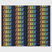 Rainbow Voornaam "EVAN"; vun & kleurrijk Cadeaupapier (Vlak)