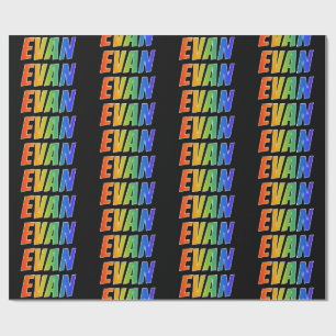 Rainbow Voornaam "EVAN"; vun & kleurrijk Cadeaupapier
