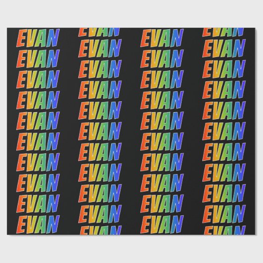 Rainbow Voornaam "EVAN"; vun & kleurrijk Cadeaupapier (Vlak)