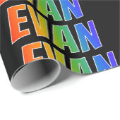 Rainbow Voornaam "EVAN"; vun & kleurrijk Cadeaupapier (Rol Hoek)