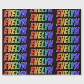 Rainbow Voornaam "EVELYN"; vun & kleurrijk Cadeaupapier (Vlak)