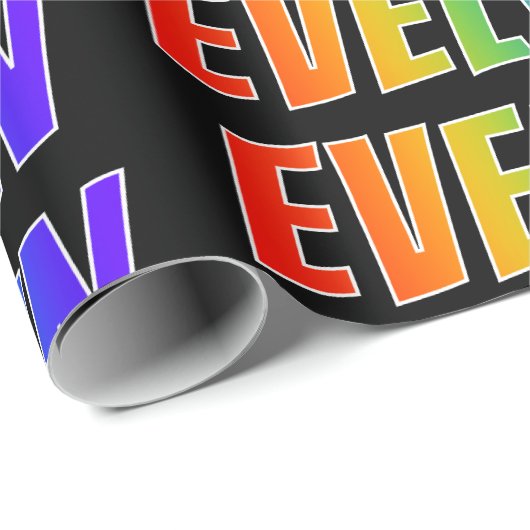 Rainbow Voornaam "EVELYN"; vun & kleurrijk Cadeaupapier (Rol Hoek)