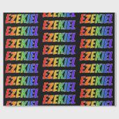 Rainbow Voornaam "EZEKIEL"; vun en kleurrijk Cadeaupapier (Vlak)