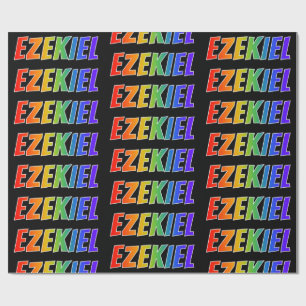 Rainbow Voornaam "EZEKIEL"; vun en kleurrijk Cadeaupapier