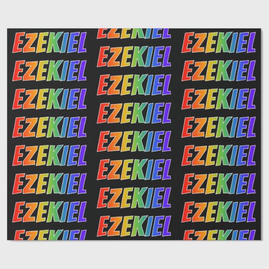 Rainbow Voornaam "EZEKIEL"; vun en kleurrijk Cadeaupapier (Vlak)