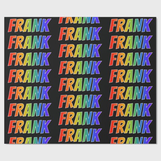 Rainbow Voornaam "FRANK"; vun & kleurrijk Cadeaupapier (Vlak)