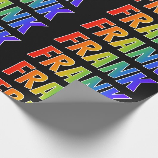 Rainbow Voornaam "FRANK"; vun & kleurrijk Cadeaupapier (Hoek)