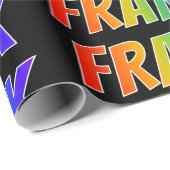 Rainbow Voornaam "FRANK"; vun & kleurrijk Cadeaupapier (Rol Hoek)