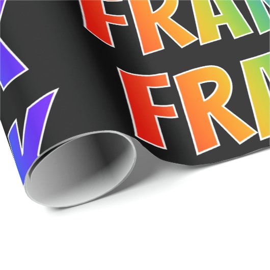 Rainbow Voornaam "FRANK"; vun & kleurrijk Cadeaupapier (Rol Hoek)