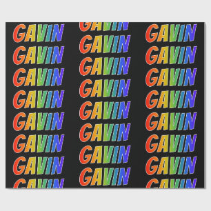 Rainbow Voornaam "GAVIN"; vun & kleurrijk Cadeaupapier