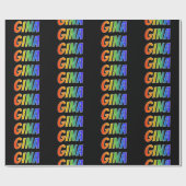 Rainbow Voornaam "GINA"; vun en kleurrijk Cadeaupapier (Vlak)