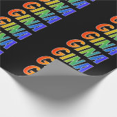 Rainbow Voornaam "GINA"; vun en kleurrijk Cadeaupapier (Hoek)