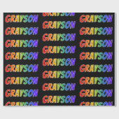 Rainbow Voornaam "GRAYSON"; vun en kleurrijk Cadeaupapier (Vlak)