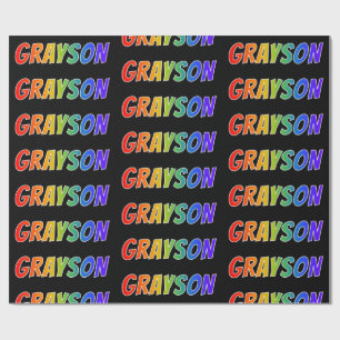 Rainbow Voornaam "GRAYSON"; vun en kleurrijk Cadeaupapier