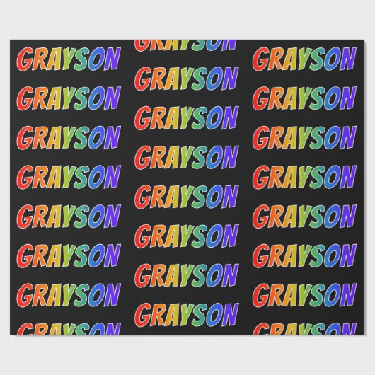 Rainbow Voornaam "GRAYSON"; vun en kleurrijk Cadeaupapier (Vlak)