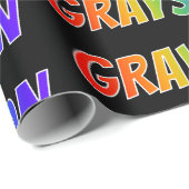 Rainbow Voornaam "GRAYSON"; vun en kleurrijk Cadeaupapier (Rol Hoek)