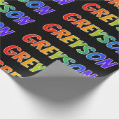 Rainbow Voornaam "GREYSON"; vun en kleurrijk Cadeaupapier (Hoek)