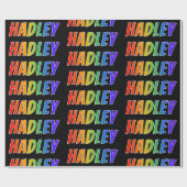 Rainbow Voornaam "HADLEY"; vun en kleurrijk Cadeaupapier (Vlak)