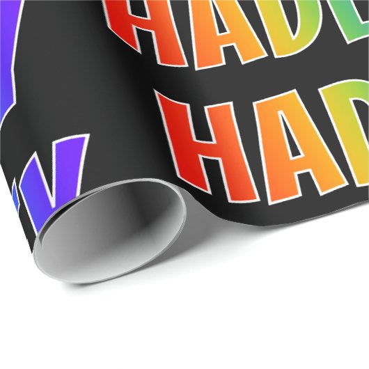 Rainbow Voornaam "HADLEY"; vun en kleurrijk Cadeaupapier (Rol Hoek)