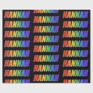 Rainbow Voornaam "HANNAH"; vun en kleurrijk Cadeaupapier