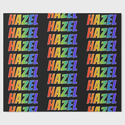 Rainbow Voornaam "HAZEL"; vun & kleurig Cadeaupapier (Vlak)