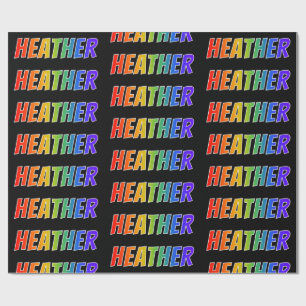 Rainbow Voornaam "HEATHER"; vun & kleurrijk Cadeaupapier