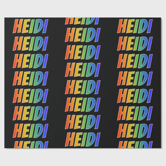 Rainbow Voornaam "HEIDI"; vun & kleurrijk Cadeaupapier (Vlak)