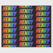 Rainbow Voornaam "HENRY"; vun en kleurrijk Cadeaupapier (Vlak)
