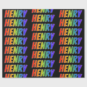 Rainbow Voornaam "HENRY"; vun en kleurrijk Cadeaupapier