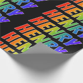 Rainbow Voornaam "HENRY"; vun en kleurrijk Cadeaupapier (Hoek)