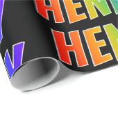 Rainbow Voornaam "HENRY"; vun en kleurrijk Cadeaupapier (Rol Hoek)