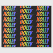 Rainbow Voornaam "HOLLY"; vun & kleurrijk Cadeaupapier (Vlak)