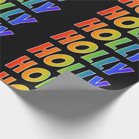 Rainbow Voornaam "HOLLY"; vun & kleurrijk Cadeaupapier (Hoek)