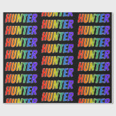 Rainbow Voornaam "HUNTER"; vun & kleurrijk Cadeaupapier (Vlak)
