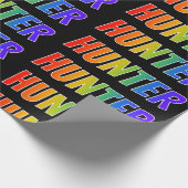 Rainbow Voornaam "HUNTER"; vun & kleurrijk Cadeaupapier (Hoek)