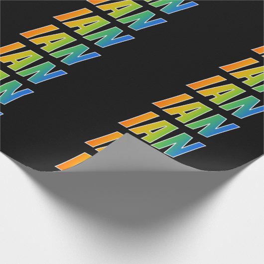 Rainbow Voornaam "IAN"; vun & kleurrijk Cadeaupapier (Hoek)