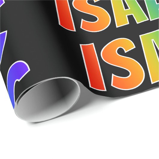 Rainbow Voornaam "ISAAC"; Fun en kleurrijk Cadeaupapier (Rol Hoek)