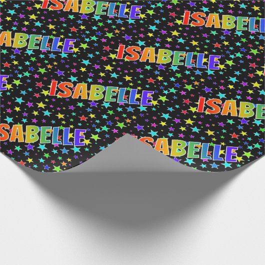 Rainbow voornaam "ISABELLE" + sterren Cadeaupapier (Hoek)