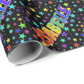 Rainbow voornaam "ISABELLE" + sterren Cadeaupapier (Rol Hoek)