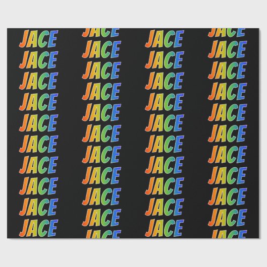 Rainbow Voornaam "JACE"; vun en kleurrijk Cadeaupapier (Vlak)