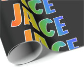 Rainbow Voornaam "JACE"; vun en kleurrijk Cadeaupapier (Rol Hoek)
