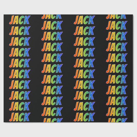Rainbow Voornaam "JACK"; vun en kleurrijk Cadeaupapier (Vlak)