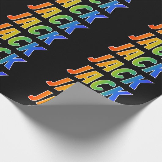 Rainbow Voornaam "JACK"; vun en kleurrijk Cadeaupapier (Hoek)