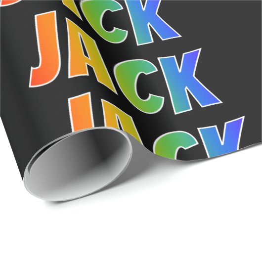Rainbow Voornaam "JACK"; vun en kleurrijk Cadeaupapier (Rol Hoek)