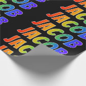 Rainbow Voornaam "JACOB"; vun & kleurrijk Cadeaupapier (Hoek)